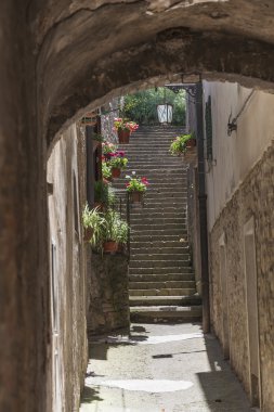 Volterra, eski kasaba lane, Tuscany, İtalya, Avrupa