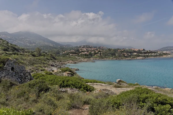 Coastal landscape near Ile Rousse at the northern coast of Corsica, France — Stock Photo, Image