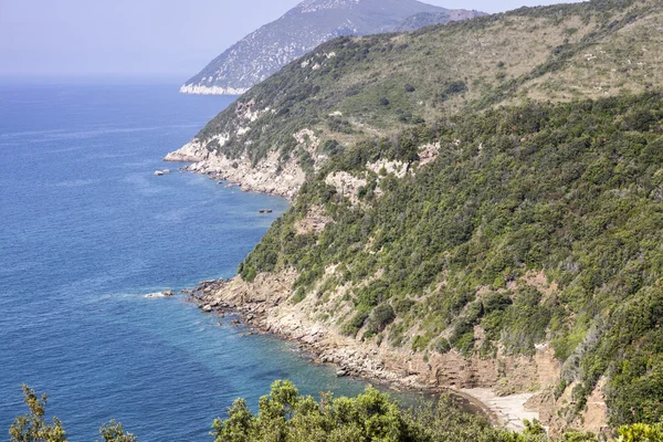 Costa mediterranea vicino Bagnaia, Isola d'Elba, Italia — Foto Stock