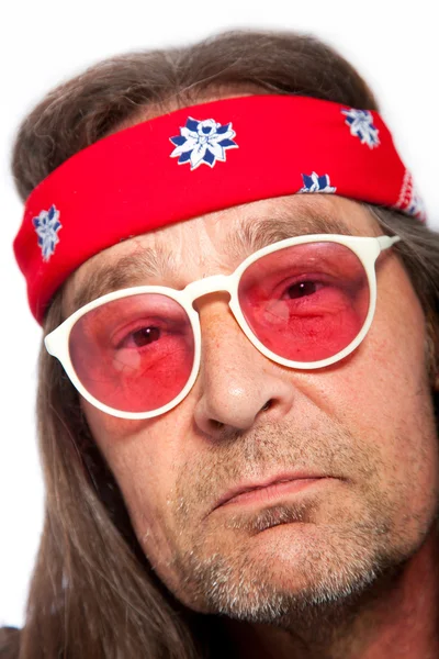 Man Wearing Headband and Rose Colored Glasses — Stock Photo, Image