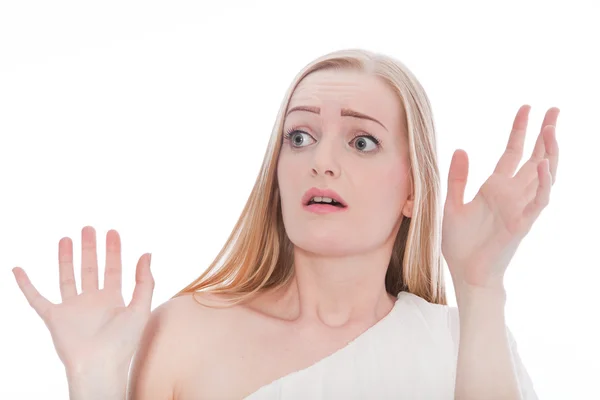 Pretty Blond Woman Shocked Reaction — Stock Photo, Image