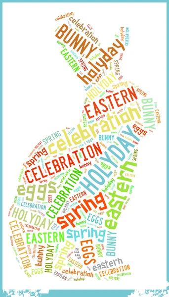 Bunny in Oost-vakantie feest Word Cloud — Stockfoto