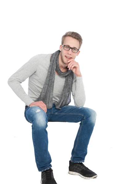 Young adult  or student sitting and leaning — Stock Photo, Image