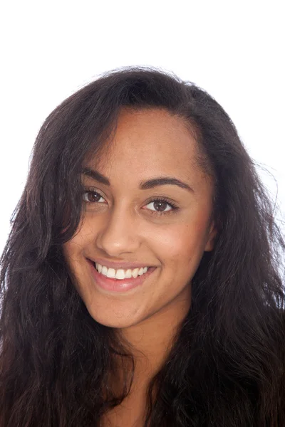 Smiling Asian Indian Girl with Long Black Hair — Stock Photo, Image