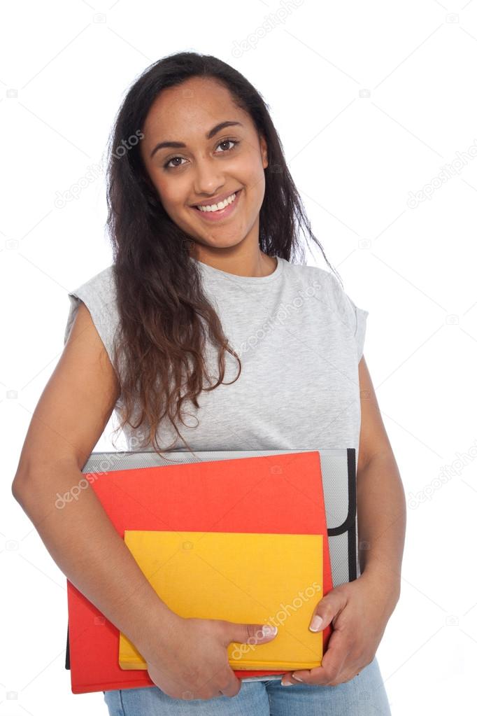 Smiling Indian Girl Carrying Books and Documents