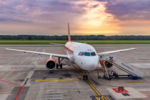 EasyJet airplane at Malpensa airport.