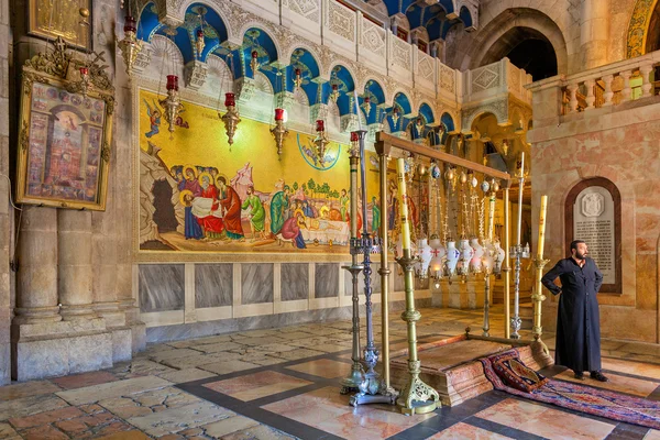 Pietra dell'Unzione nella Chiesa del Santo Sepolcro . Immagine Stock