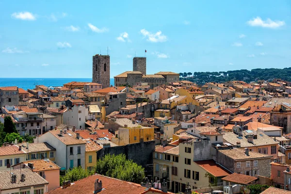 Vista Desde Arriba Del Casco Antiguo Antibes Bajo Cielo Azul — Foto de Stock