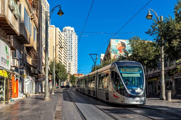 Иерусалим Израель Июля 2019 Года Вид Пустые Улицы Яффы Трамвай — стоковое фото