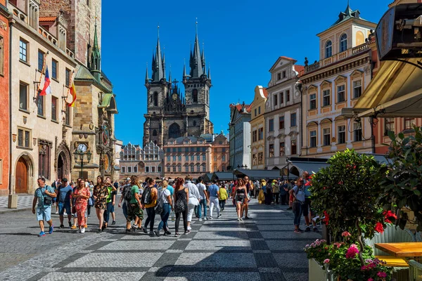 Praga Czeska Republika Wrzesień 2019 Ludzie Rynku Starego Miasta Aka — Zdjęcie stockowe