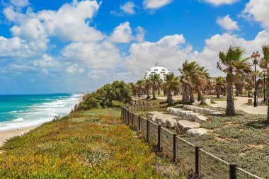 Promenade along Mediterranean sea in Israel.