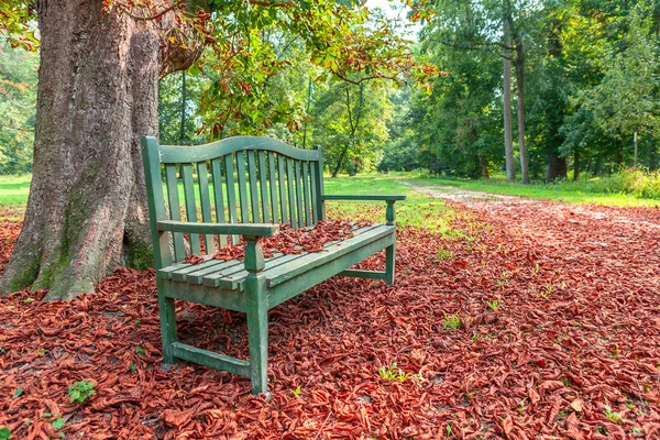 Bank im herbstlichen Park. — Stockfoto