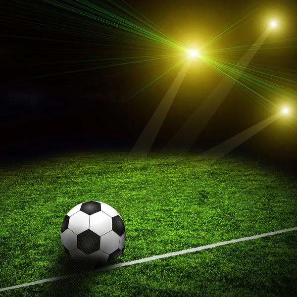 Soccer ball on the green field — Stock Photo, Image