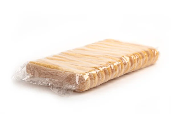 Biscuits Lady Finger Enveloppés Sur Fond Blanc — Photo