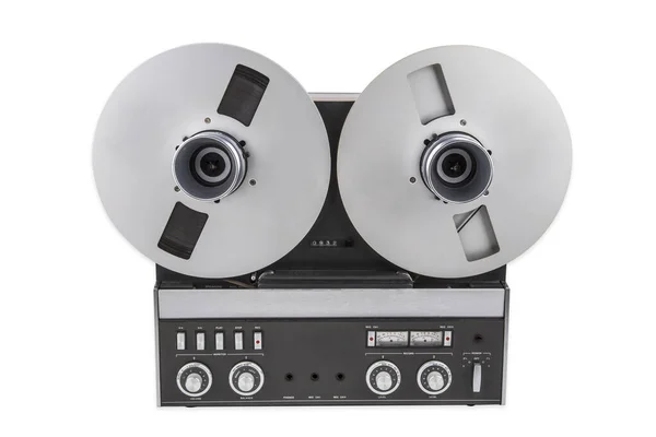 Professionele Studio Audio Tape Dek Geïsoleerd Witte Achtergrond — Stockfoto