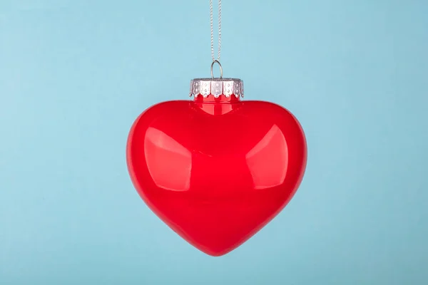 Decorative Christmas Heart Light Blue Background — Stock Photo, Image