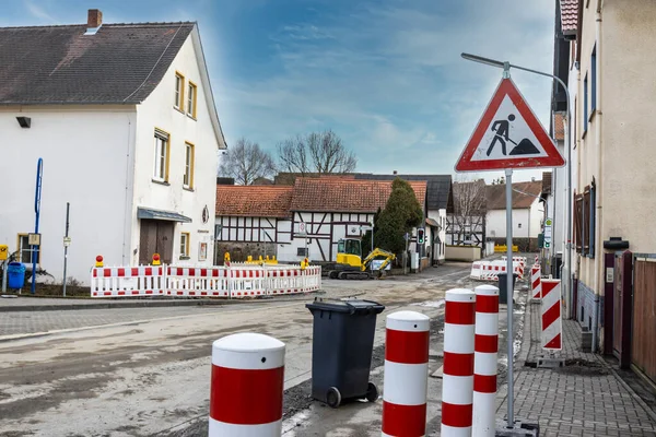 Causa Lateral Construcción Expansión Fibra Óptica Pequeño Pueblo Alemania — Foto de Stock