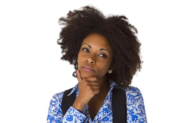 Thoughtful african amercan woman — Stock Photo, Image