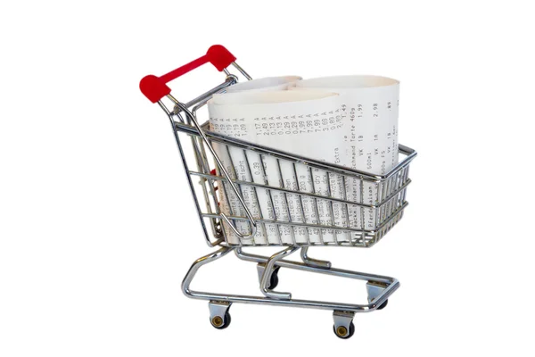 Shopping Trolley with sales receipt — Stock Photo, Image