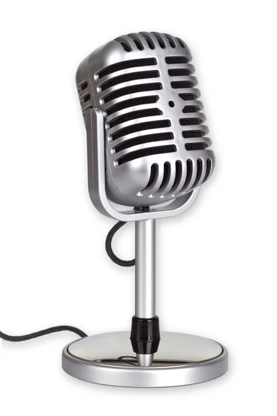 Microfone retrô isolado no fundo branco — Fotografia de Stock