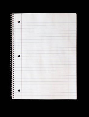 Siyah bir arkaplanda izole edilmiş bir spiral defter.