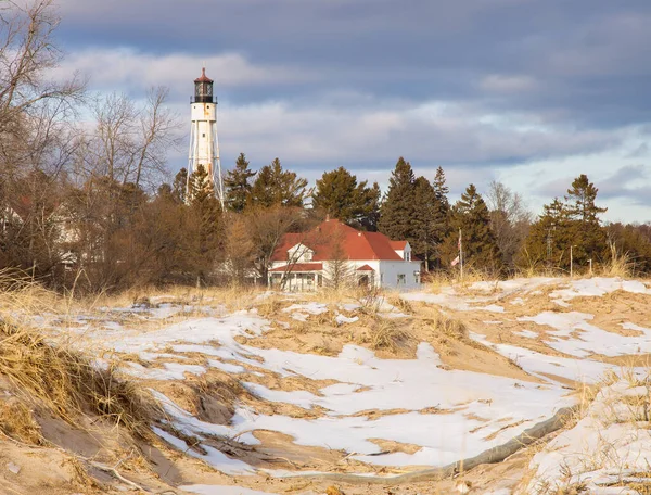 Coast Guard Lighthouse Sturgeon Bay Wisconsin Winter — Stock Photo, Image