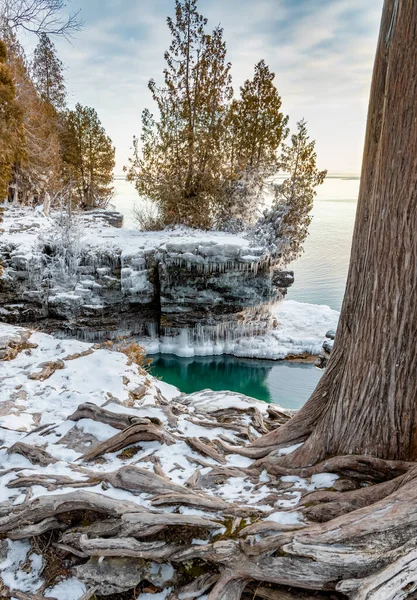 Cave Point in Door County Wisconsin Covered blue pool