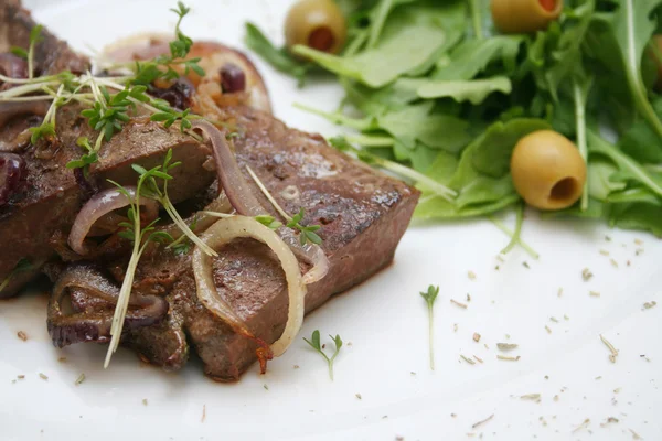 Rosted Liver Onions Plate — Stock Photo, Image