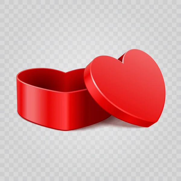 Caja regalo corazón rojo aislado sobre fondo transparente — Vector de stock