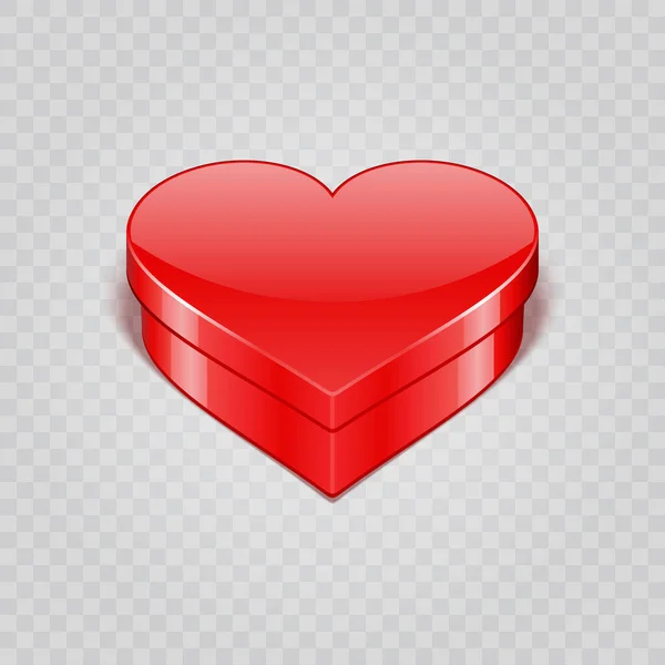 Caja regalo corazón rojo aislado sobre fondo transparente — Vector de stock