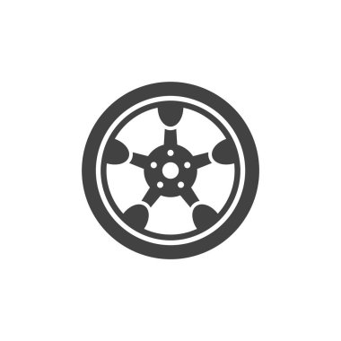 Araba diski vektör logosu. Otomobil tamircileri ve otomobil taşıma hizmetleri için siyah etiket.