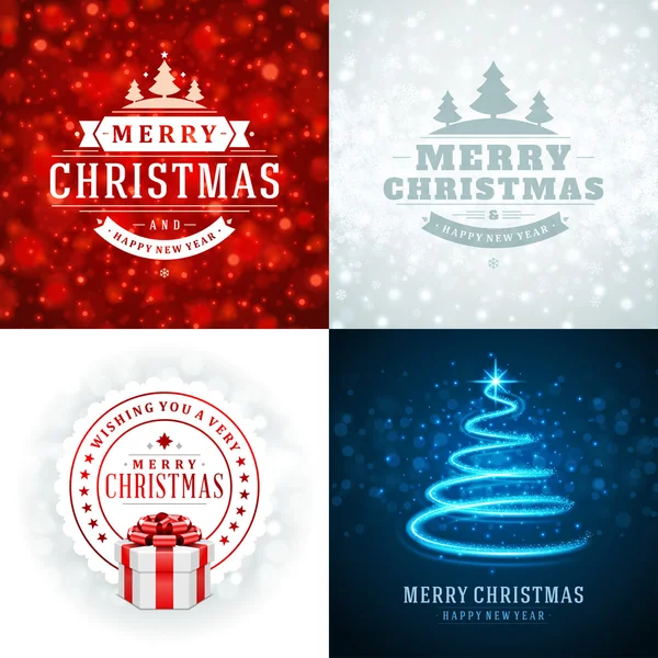 Christmas typography labels design and vector backgrounds set — Wektor stockowy
