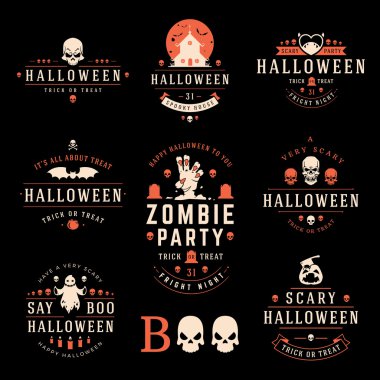 Mutlu Cadılar Bayramı gün etiketleri ve rozetleri