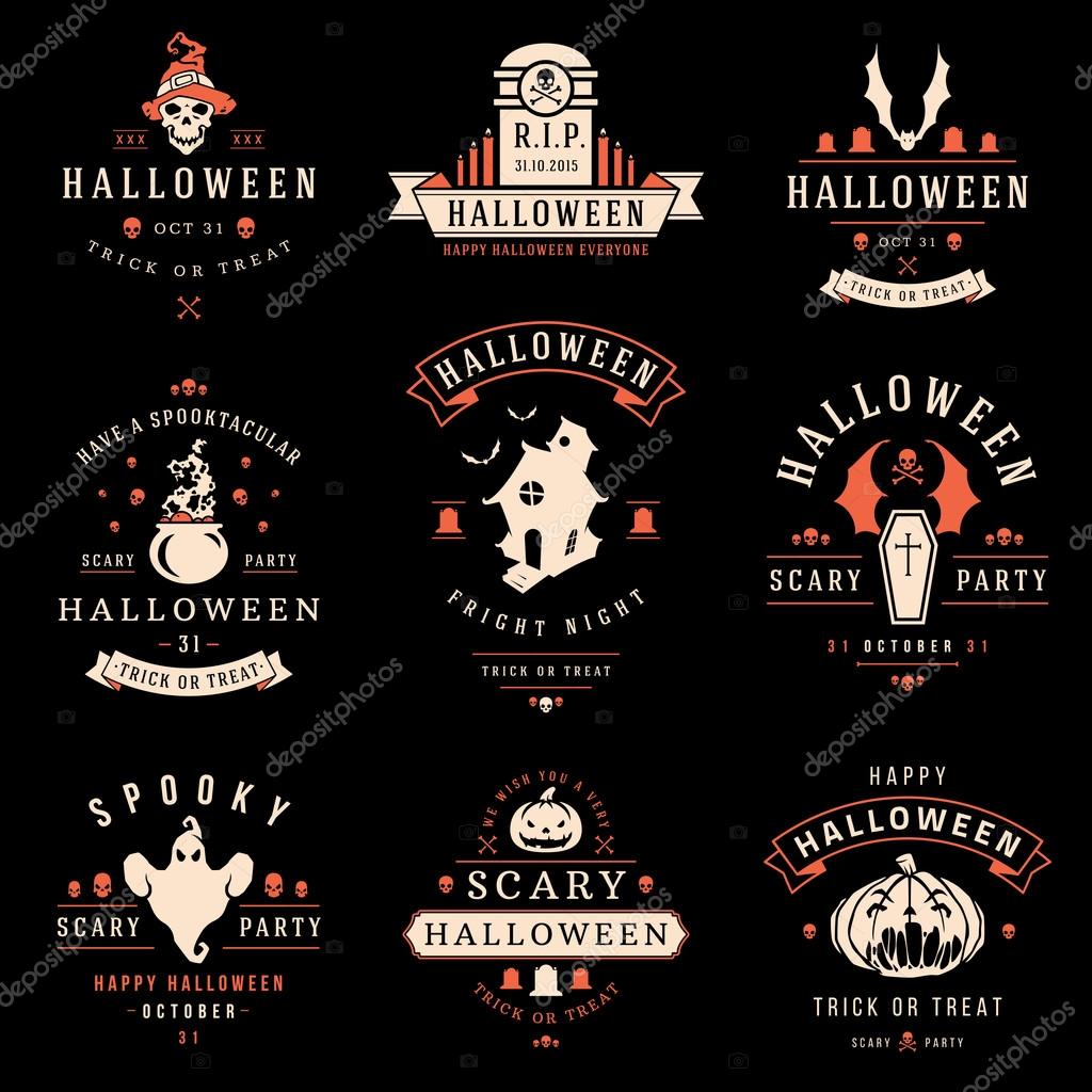 Happy Halloween day labels and badges design collection vector illustration