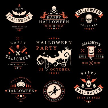 Cadılar Bayramın kutlu olsun Vintage rozetleri ve etiketleri ayarla