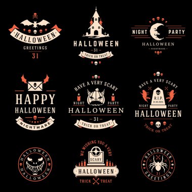 Mutlu Cadılar Bayramı gün etiketleri ve rozetleri