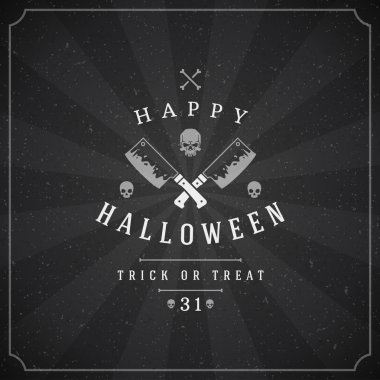 Cadılar Bayramı tipografik tasarım vektör arka plan ve kafatası