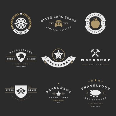 Retro Logotypes vector set. Vintage graphics design elements clipart
