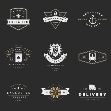 Retro Logotypes vector set. Vintage graphics design elements clipart