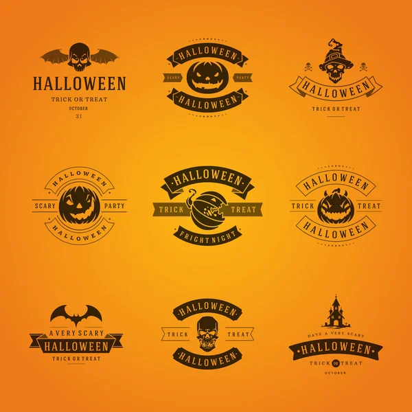 Halloween Badges and Labels, Greetings Cards vector design elements — Stock Vector