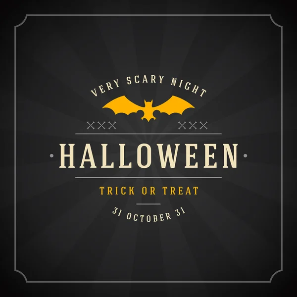 Halloween Typographic Design Vector fundo e morcego — Vetor de Stock