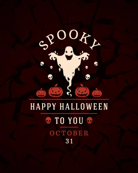 Halloween typografisches Design Vektor Hintergrund und Geist — Stockvektor