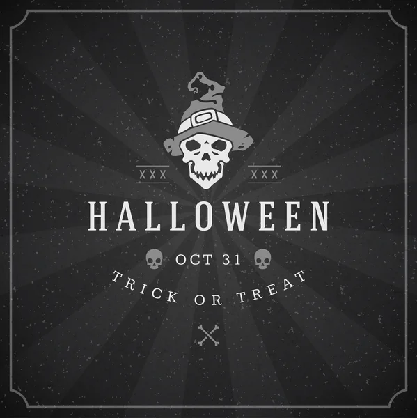 Halloween Typographic Design Vector Background and Skull — Stock Vector