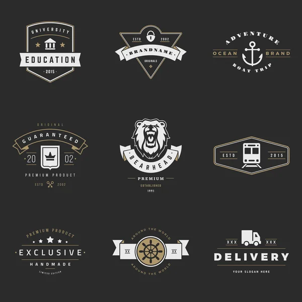 Векторный набор ретро-логотипов. Элементы винтажного графического дизайна — стоковый вектор