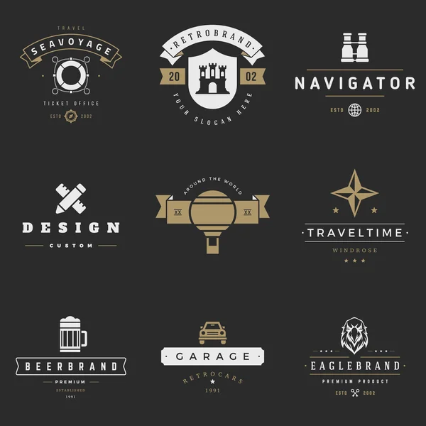 Retro Logotypes vector set. Vintage graphics design elements — Διανυσματικό Αρχείο