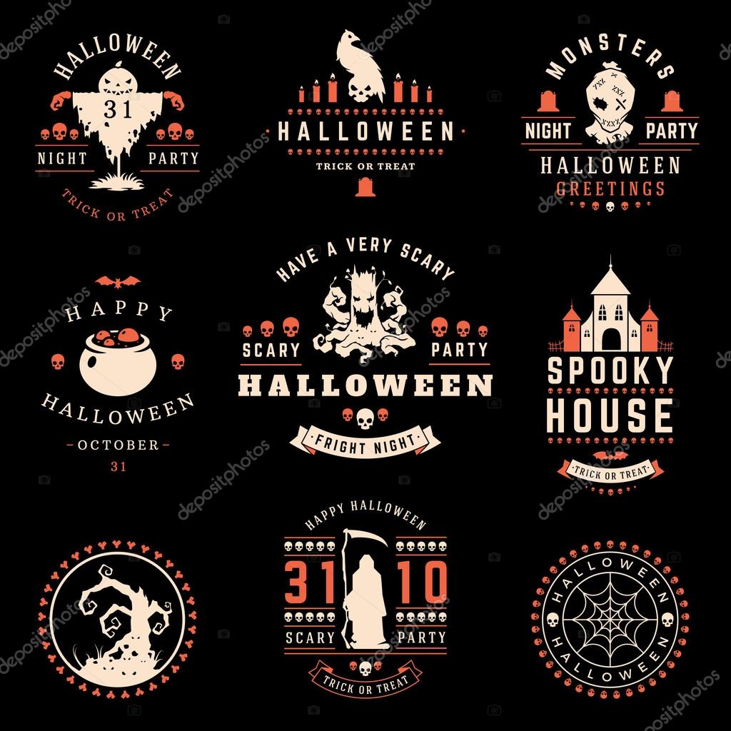 Happy Halloween day labels and badges design collection vector illustration