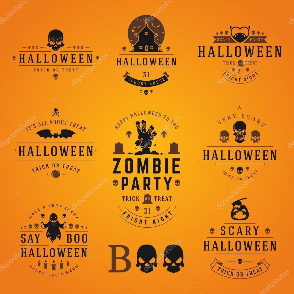 Happy Halloween day labels and badges design collection vector illustration