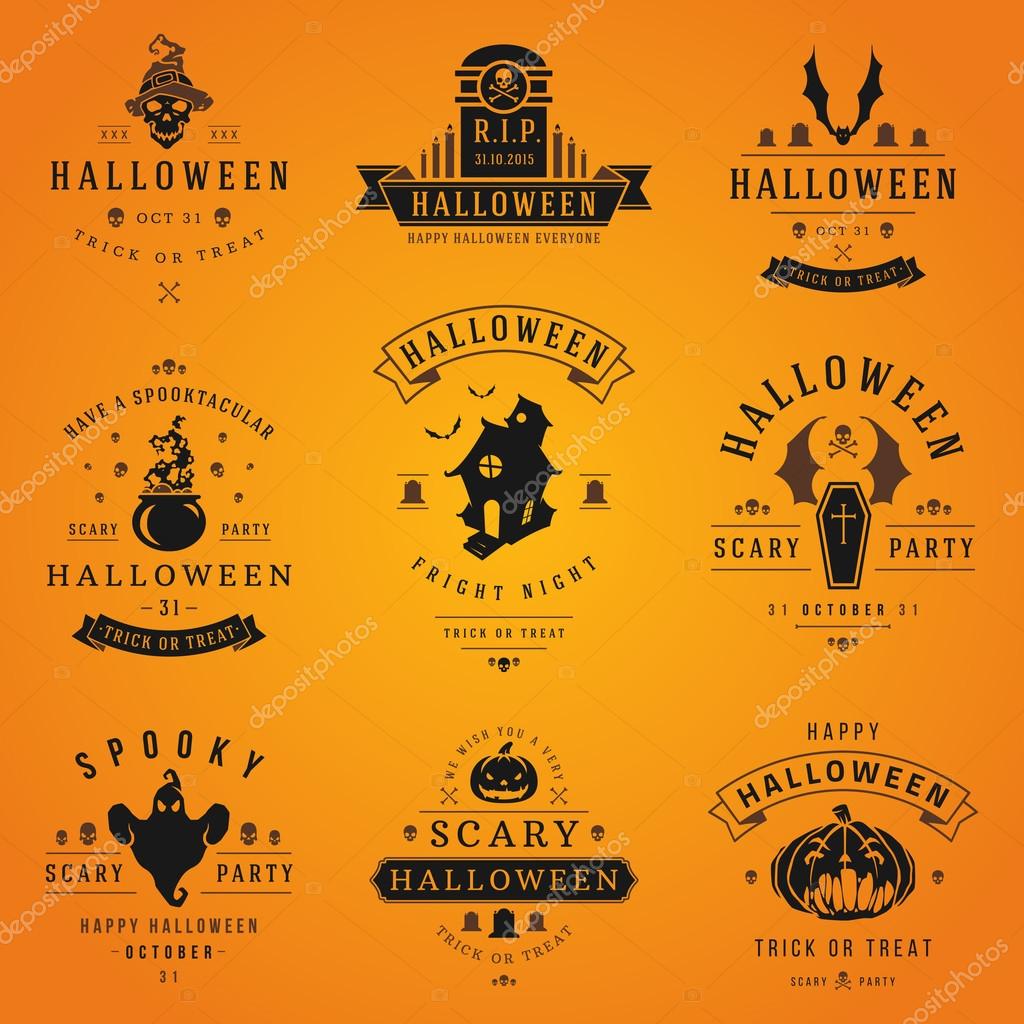 Happy Halloween day labels and badges design collection vector illustration