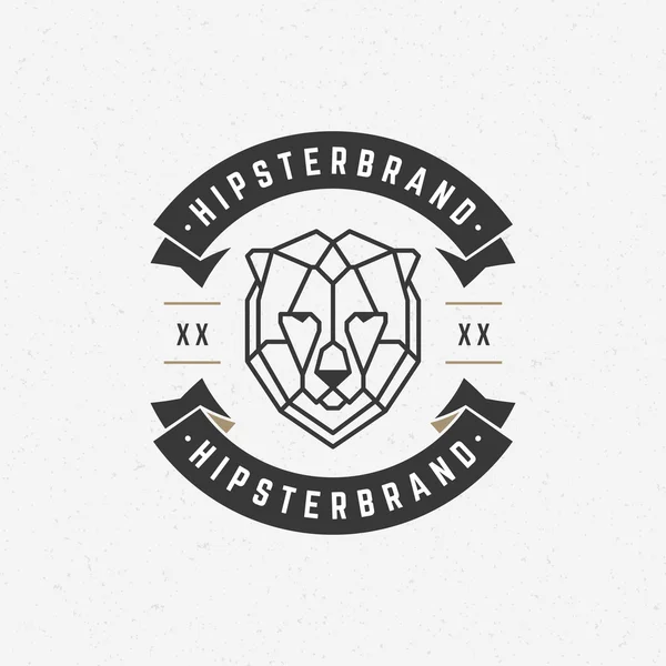 Vintage Löwe Gesicht Linie Kunst Logo Emblem Symbol — Stockvektor