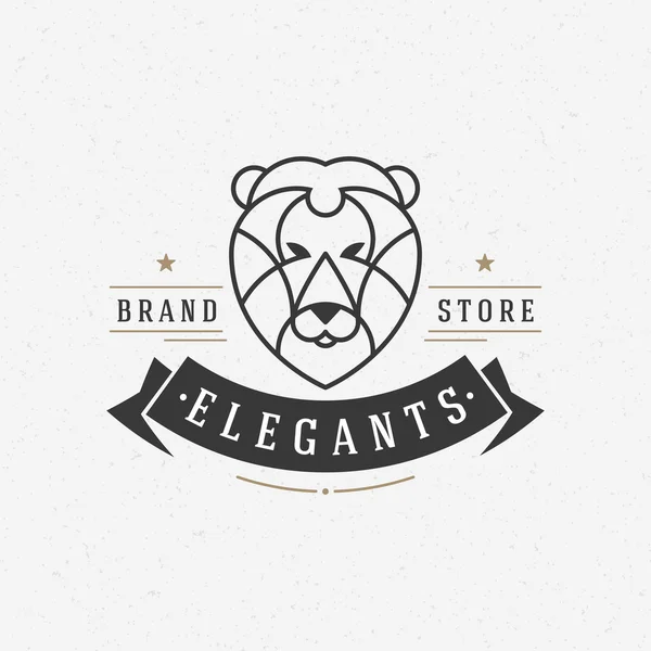 Vintage leão rosto linha arte logotipo símbolo emblema —  Vetores de Stock